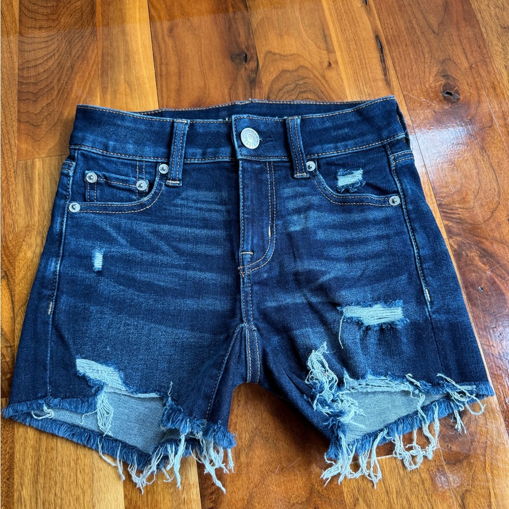American Eagle Outfitters Blue Distressed Jean Shorts